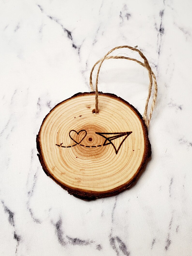 Paper Airplane Ornament Wooden Ornament Wood Slice Ornament Etsy