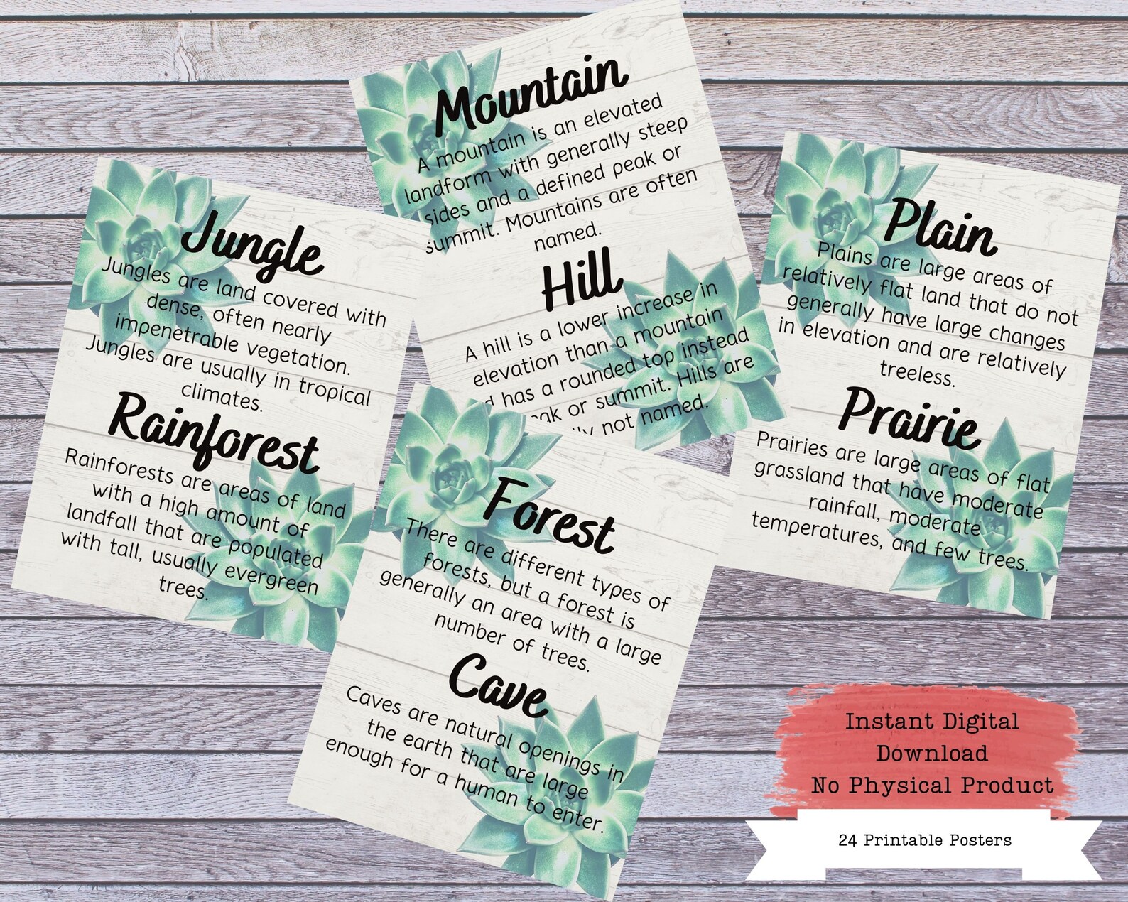 Geography Landforms Printable Poster Set Geography Classroom - Etsy