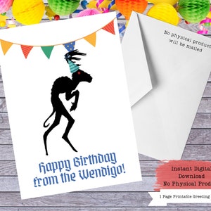 Wendigo, Cryptid Hunter, Seltsame Karten, Cryptid Geburtstag, Cryptid Karten, Druckbare Karten, Cryptid Geschenk, Cryptid Kunst, Cryptid Kern