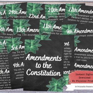 US Änderungswünsche druckbares Poster-Set, US Verfassung, Wandkunst, Bill of Rightes, US Regierung, Regierungslehrer, Regierungsposter