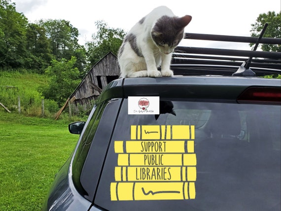 Support Libraries, Book Lover Gift, Librarian Gift, Librarian Cart Decal, Library Sticker, Librarian Sticker, Book Car Decal