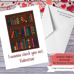 Librarian Valentine, Book Valentine Card, Valentines for Readers, Reader Gift, Library Valentine, Archivist Valentine, Book Nerd Valentines