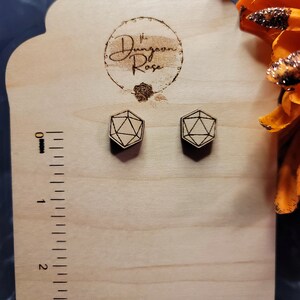 D20 Stud Earrings, D20 Dice Earrings, RPG Jewelry Gift, Geeky Earrings, Nerdy Earrings, D20 Gifts for Her, D20 Jewelry, RPG Dice image 3