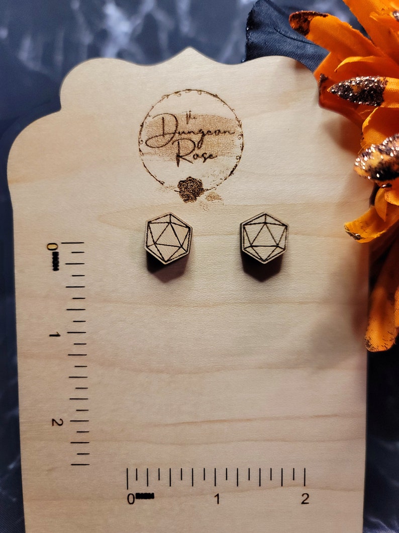 D20 Stud Earrings, D20 Dice Earrings, RPG Jewelry Gift, Geeky Earrings, Nerdy Earrings, D20 Gifts for Her, D20 Jewelry, RPG Dice image 3