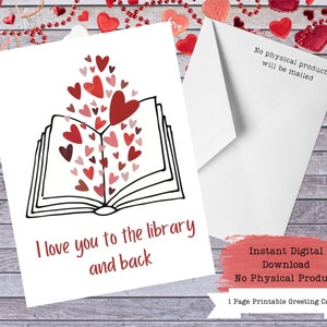 Book Valentine Card, Valentines for Readers, Reader Gift, Library Valentine, Librarian Valentine, Archivist Valentine, Book Nerd Valentines