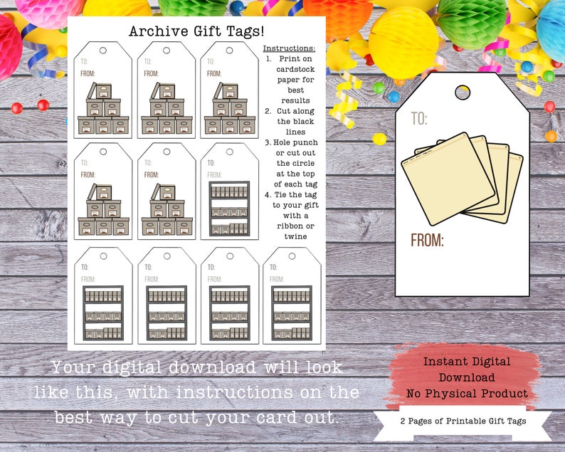 Archival Storage Printable Gift Tags, Archival Gift, Archivist Gift ...