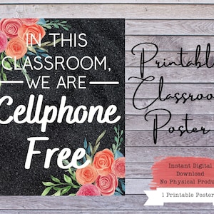 Cellphone Free Classroom Poster, Phone Free Class, No Phones Classroom Sign, No Phones Sign, Teacher Posters, Classroom Printable