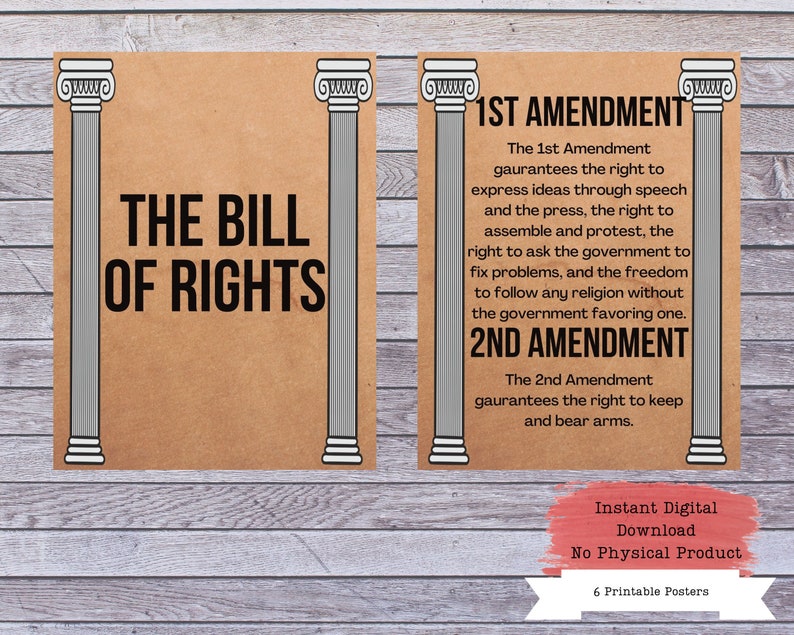 Bill of Rights Printable Poster Set US Constitution Wall Art - Etsy ...
