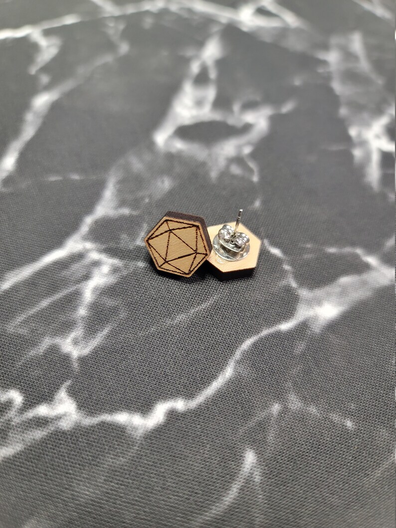 D20 Stud Earrings, D20 Dice Earrings, RPG Jewelry Gift, Geeky Earrings, Nerdy Earrings, D20 Gifts for Her, D20 Jewelry, RPG Dice image 5