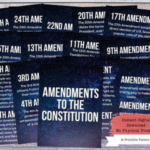US Änderungswünsche druckbares Poster-Set, US Verfassung, Wandkunst, Bill of Rightes, US Regierung, Regierungslehrer, Regierungsposter