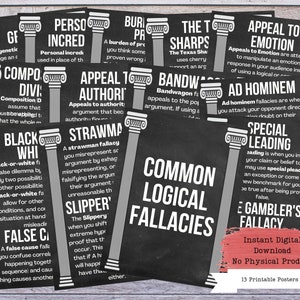 Logical Fallacies Printable Poster Set, Fallacies Posters, Debate Coach, Debate Posters, Public Speaking Posters, Writing Teacher