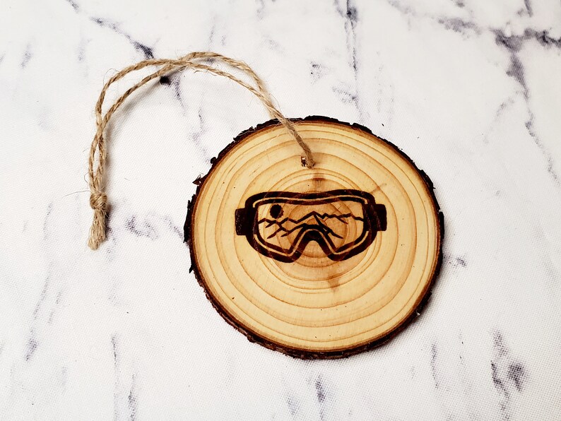 Snow Goggles Art Wooden Ornament Wood Slice Ornament Ski Etsy