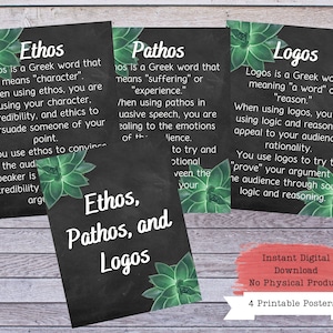 Set of 5 Ethos Pathos Logos Kairos, Rhetorical Appeals, English