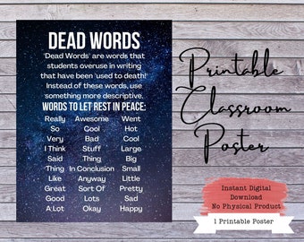 Dead Words in Writing Poster, Essay Writing, Essay Editing, Writing Teacher, English Teacher, English Class Poster, Teacher Poster