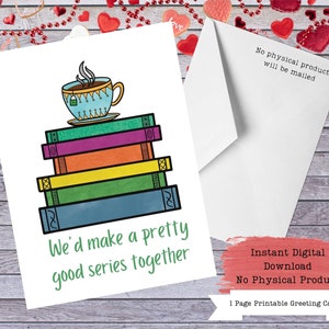 Book Valentine Card, Valentines for Readers, Reader Gift, Library Valentine, Librarian Valentine, Archivist Valentine, Book Nerd Valentines