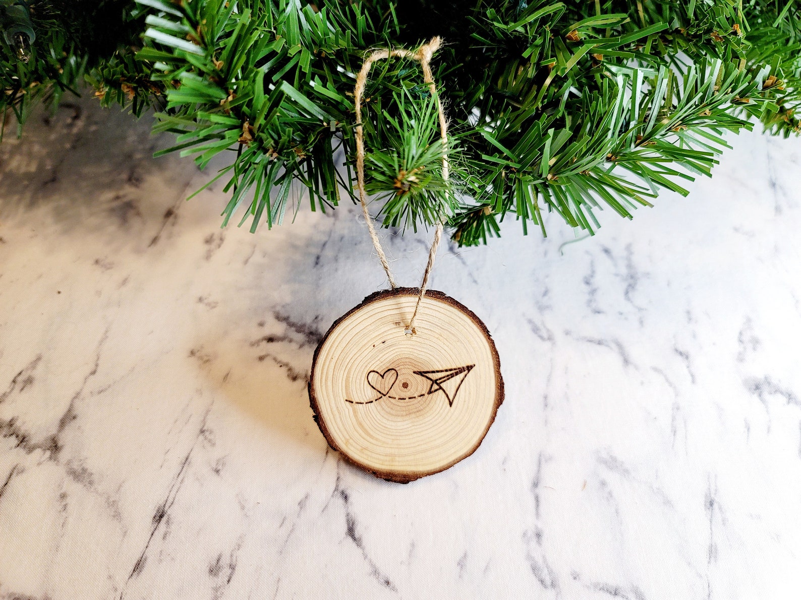 Paper Airplane Ornament Wooden Ornament Wood Slice Ornament Etsy