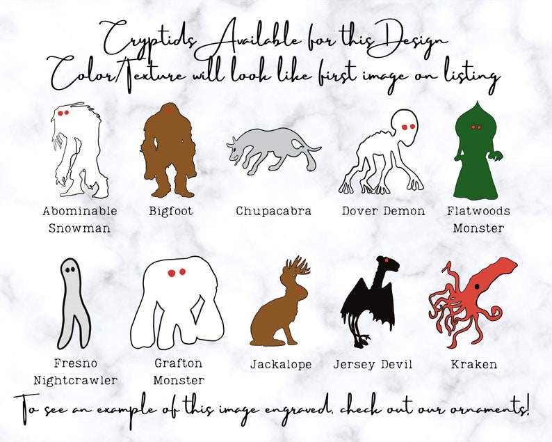 Cryptid Slate Coaster Set Cryptid Art Cryptid Coaster Set - Etsy