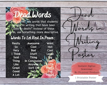 Dead Words in Writing Poster, Essay Writing, Essay Editing, Writing Teacher, English Teacher, English Class Poster, Teacher Poster