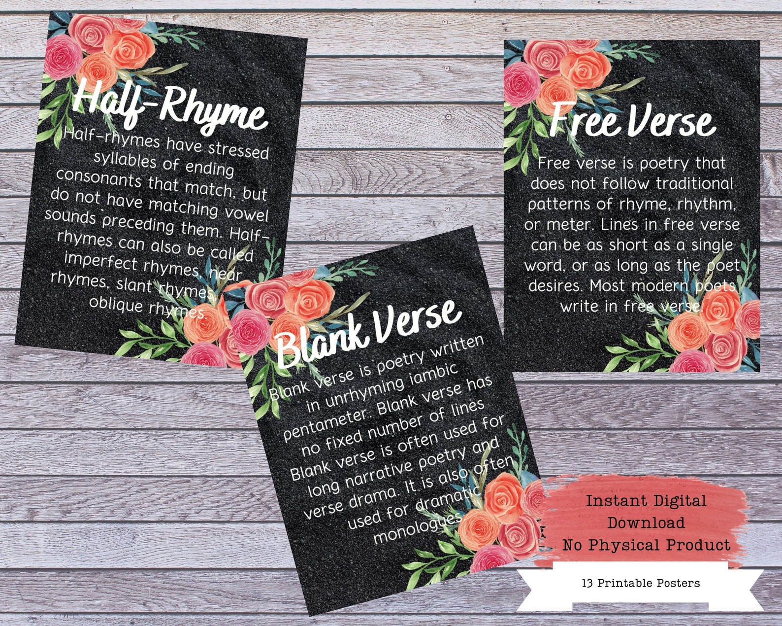 Poetry Terms Printable Poster Set Literary Devices - Etsy