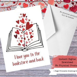 Book Valentine Card, Valentines for Readers, Reader Gift, Library Valentine, Librarian Valentine, Archivist Valentine, Book Nerd Valentines