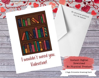 Library Valentine, Book Valentine Card, Valentines for Readers, Reader Gift, Librarian Valentine, Archivist Valentine, Book Nerd Valentines