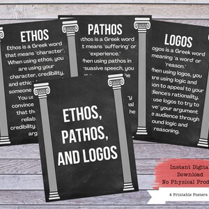 Ethos Pathos Logos, Aristoteles Poster, Aufsatz schreiben, Klassenzimmer Printables, Lehrer Poster Rede Klassenzimmer, Klassenzimmer Poster