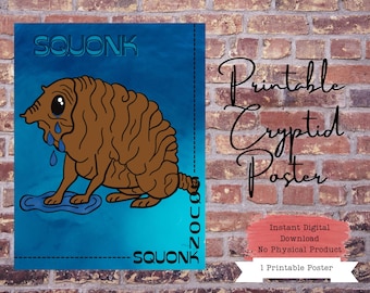Squonk Printable Poster, Squonk Portrait, Squonk Art Print, Squonk Wall Art, Cryptid Art Prints, Cryptid Wall Art, Cryptid Decor