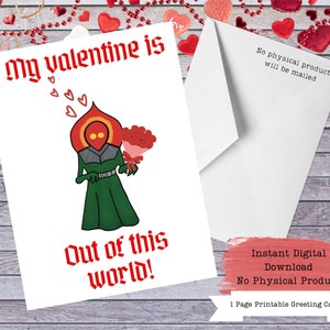 Flatwoods Monster, WV Valentine Card, Cryptid Valentines, Printable Cards, Cryptid Cards, Printable Valentines, Monster Valentine
