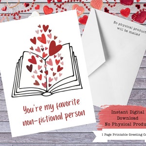 Book Valentine Card, Valentines for Readers, Reader Gift, Library Valentine, Librarian Valentine, Archivist Valentine, Book Nerd Valentines