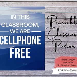 Cellphone Free Classroom Poster, Phone Free Class, No Phones Classroom Sign, No Phones Sign, Teacher Posters, Classroom Printable