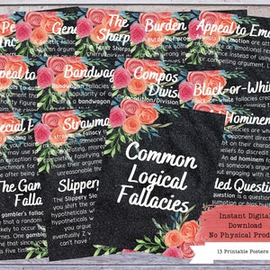 Logical Fallacies Printable Poster Set, Fallacies Posters, Debate Coach, Debate Posters, Public Speaking Posters, Writing Teacher