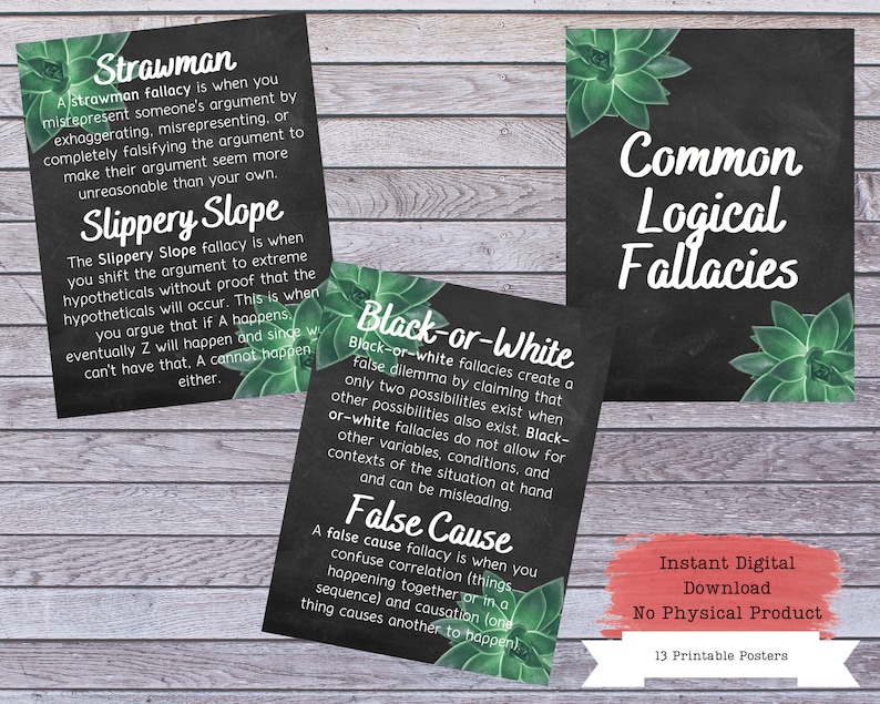 Logical Fallacies Printable Poster Set Fallacies Posters - Etsy