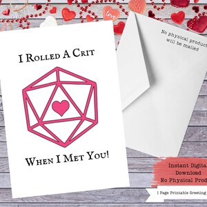 W20 Herz, RPG Würfel, W20 Valentinskarte, W20 Geschenk, druckbare Valentinskarte, druckbare Karten, RPG Geschenke, RPG Valentine, Lustiger Valentinstag, W20 Würfel