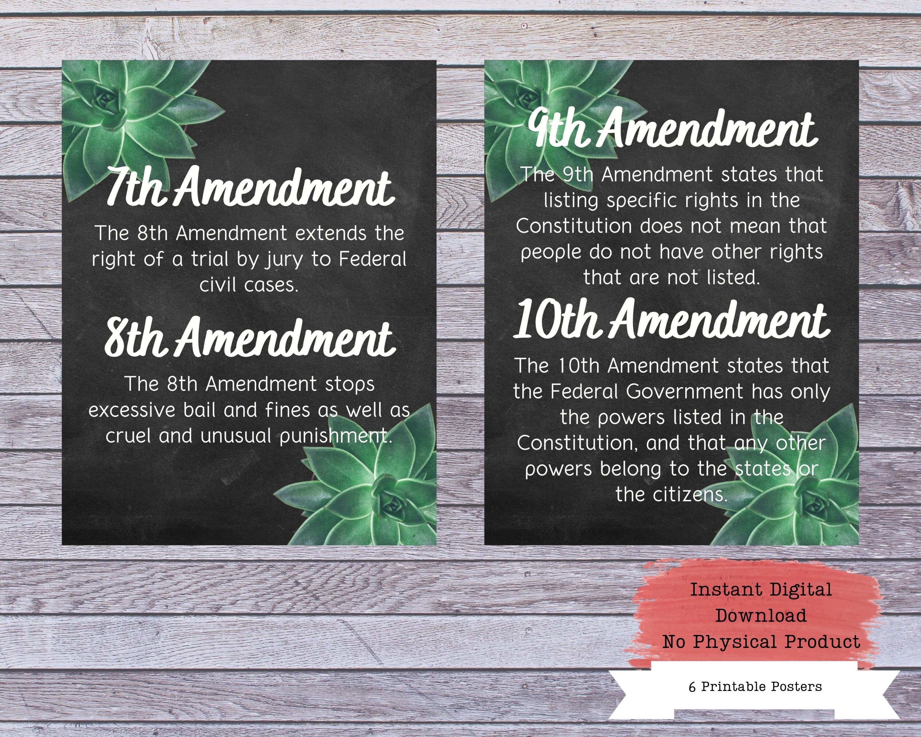 Bill of Rights Printable Poster Set, US Constitution Wall Art, US ...