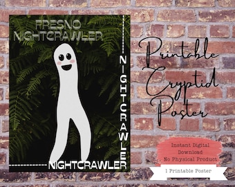 Fresno Nightcrawler  Printable Poster, Cryptid Portrait, Cryptid Art Print, Cryptid Wall Art, Cryptid Decor, Cryptozoology, Cryptid Core