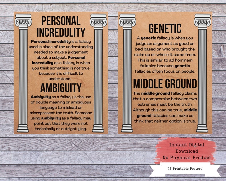 Logical Fallacies Printable Poster Set, Fallacies Posters, Debate Coach ...