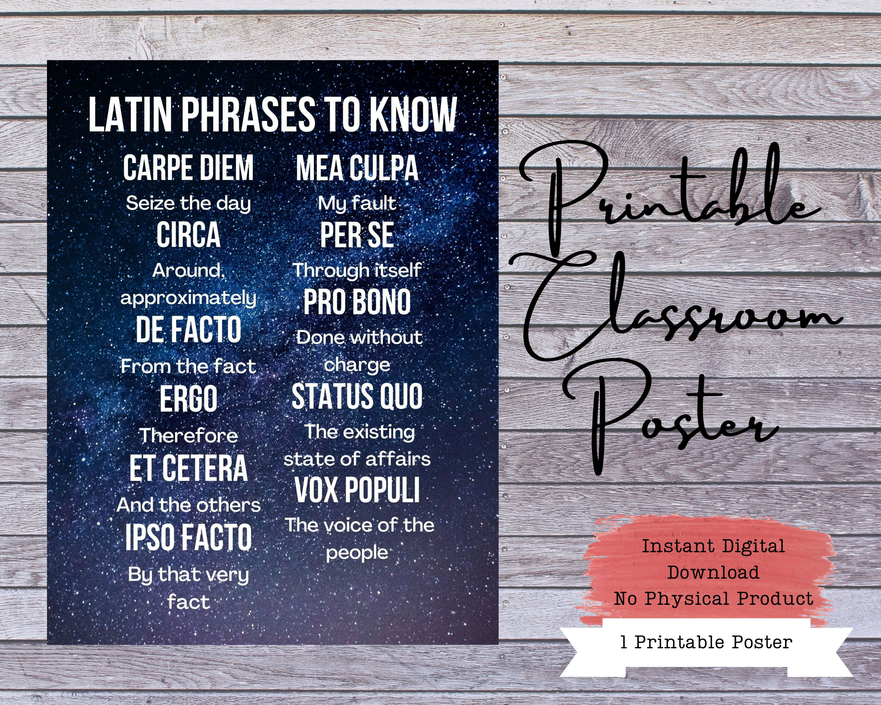 Latin Phrases, Latin Poster, Classroom Posters, Classroom Signs ...
