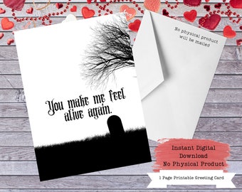 Afdrukbare Emo Valentijnsdag kaart, schedel Valentijnskaart, schedel kaart, Goth Valentijnsdag kaart, afdrukbare gotische Valentijn, donkere Valentijn