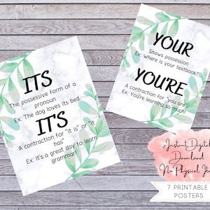 Printable Poster Set, English Posters, Classroom Decor, Grammar Poster ...