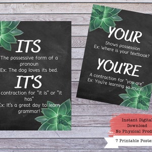 Printable Poster Set, English Posters, Classroom Decor, Grammar Poster ...