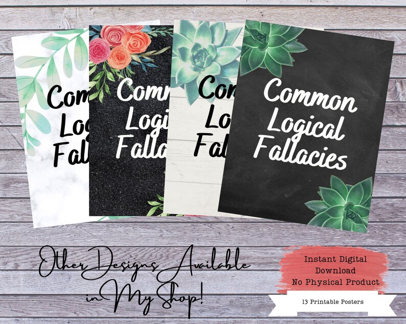 Logical Fallacies Printable Poster Set, Fallacies Posters, Debate Coach ...