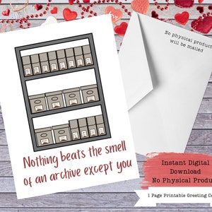 Archivist Valentine, Book Valentine Card, Valentines for Readers, Reader Gift, Library Valentine, Librarian Valentine, Book Nerd Valentines