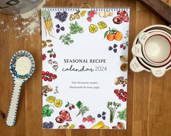 A4 illustrated watercolour recipe calendar 2024