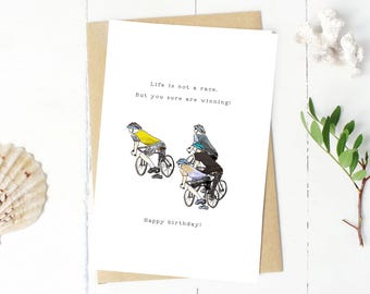Carte joyeux anniversaire cycliste (A6)