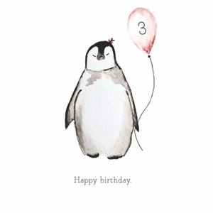 Design personalizzato personalizzato Happy birthday penguin balloon card A6
