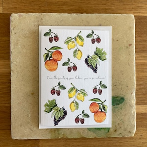Frutto del tuo lavoro, sei il benvenuto festa della mamma A6 card