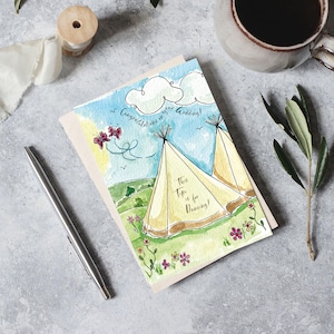 Cartão de parabéns para casamento tipi (A6)