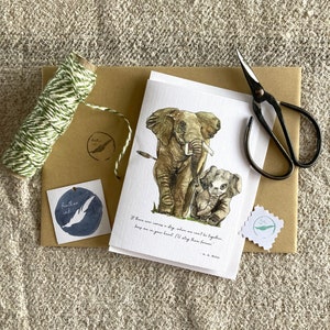 Éléphant mère et bébé A A Milne Winnie l’ourson citation fête des mères carte de deuil A6