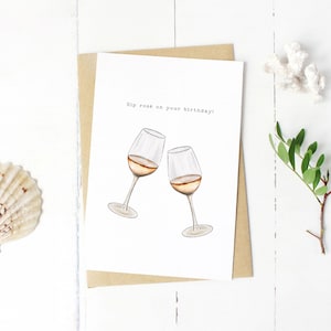 "Happy birthday Roséwein Karte (A6)"