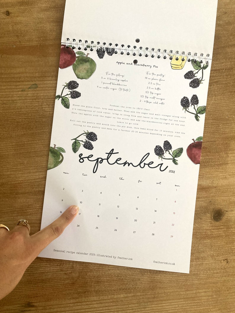 A4 Illustrated Watercolour Recipe Calendar 2024 Etsy